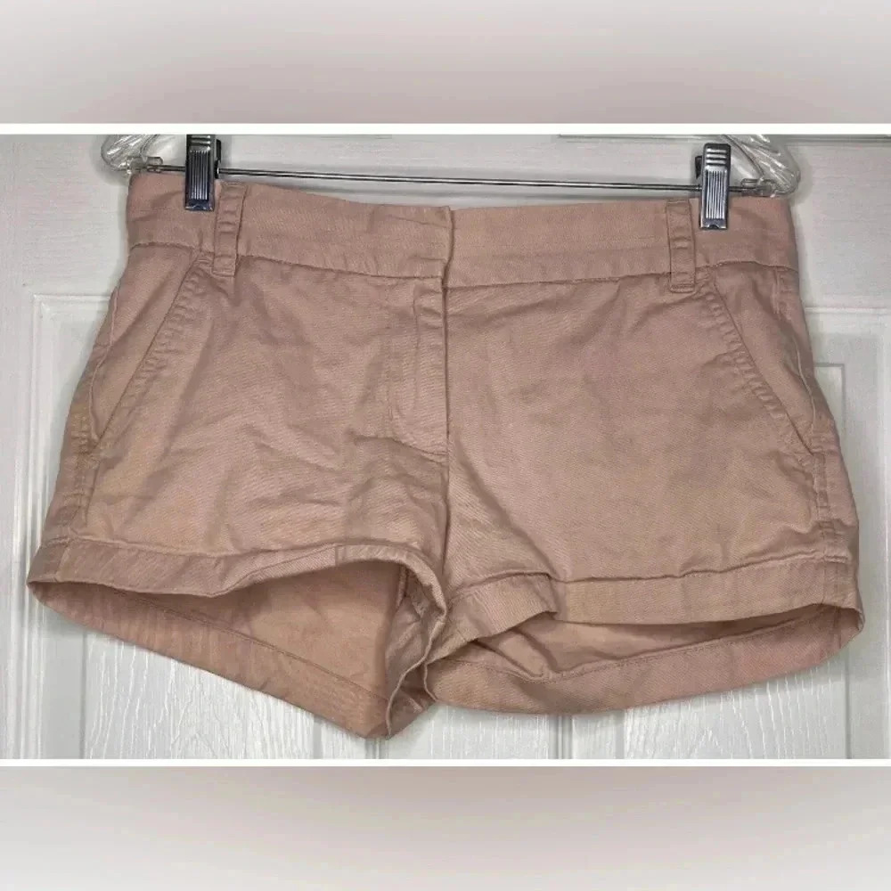 Woman J.CREW light Pink Classic Twill Chino 3” Inseam Cotton Shorts Sz 4